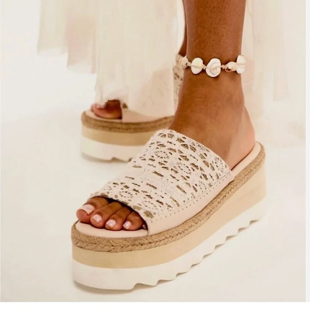 NEW Free People Santorini Platform Slide Sandal (Women) 10M, PLASTER READ